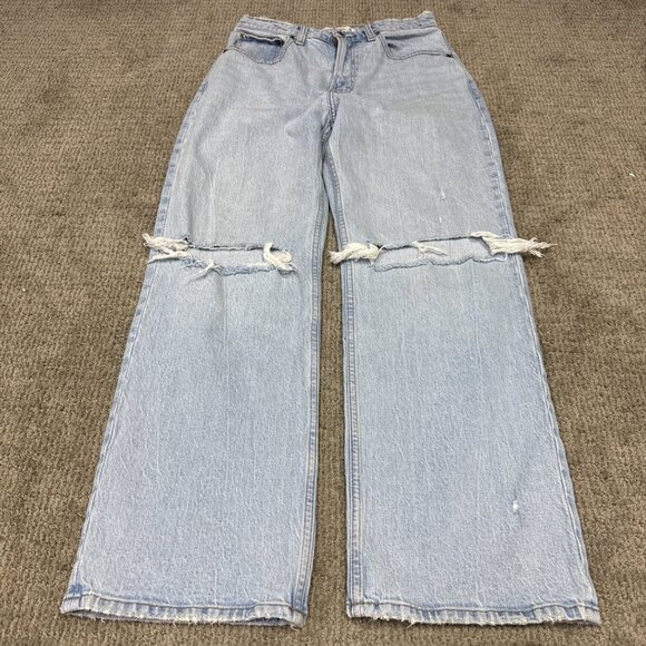 Abercrombie & Fitch Jeans 90s High Rise Relaxed Blue Distressed Pockets 6 Short - Picture 1 of 12